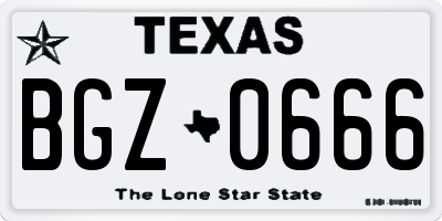 TX license plate BGZ0666