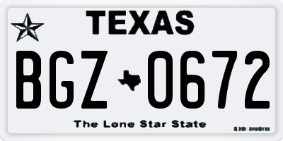 TX license plate BGZ0672