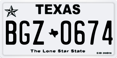 TX license plate BGZ0674