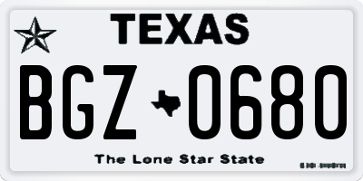 TX license plate BGZ0680