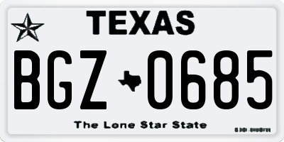 TX license plate BGZ0685