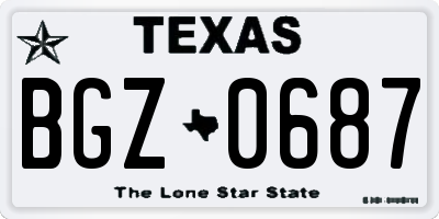 TX license plate BGZ0687