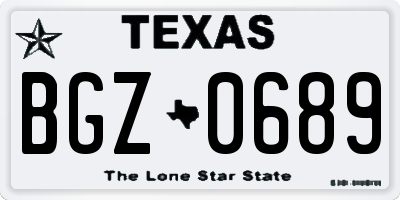 TX license plate BGZ0689