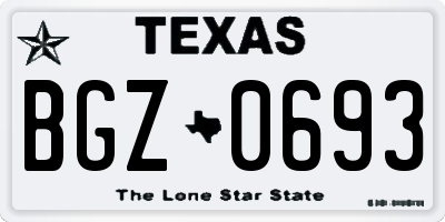 TX license plate BGZ0693