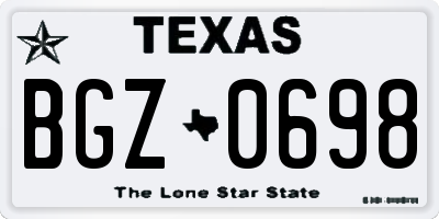 TX license plate BGZ0698