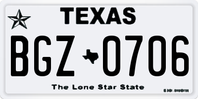 TX license plate BGZ0706