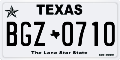 TX license plate BGZ0710