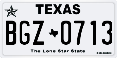 TX license plate BGZ0713