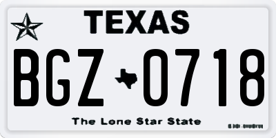 TX license plate BGZ0718