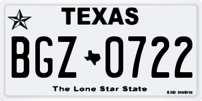 TX license plate BGZ0722