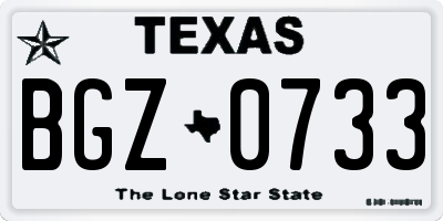 TX license plate BGZ0733