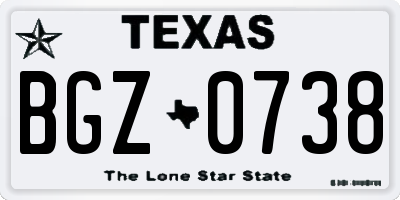 TX license plate BGZ0738