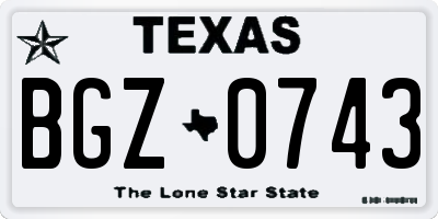 TX license plate BGZ0743