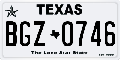 TX license plate BGZ0746
