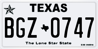 TX license plate BGZ0747