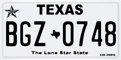 TX license plate BGZ0748