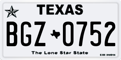 TX license plate BGZ0752