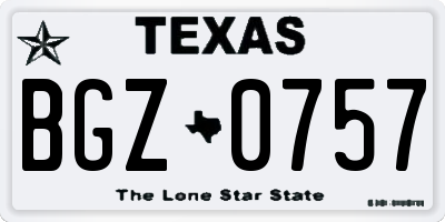 TX license plate BGZ0757