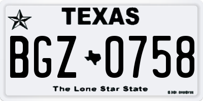 TX license plate BGZ0758