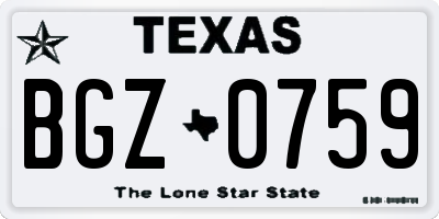 TX license plate BGZ0759