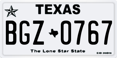 TX license plate BGZ0767