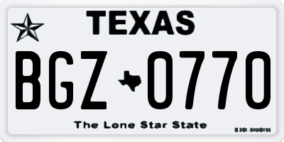 TX license plate BGZ0770
