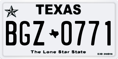 TX license plate BGZ0771