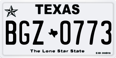 TX license plate BGZ0773