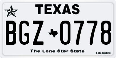 TX license plate BGZ0778