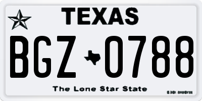 TX license plate BGZ0788