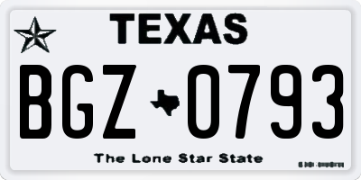 TX license plate BGZ0793