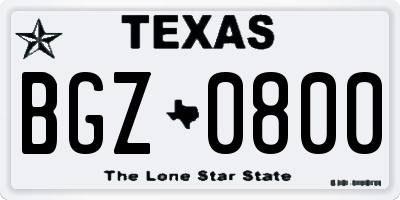 TX license plate BGZ0800
