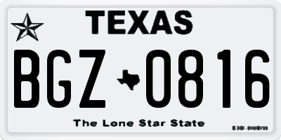 TX license plate BGZ0816