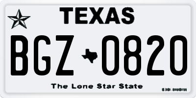 TX license plate BGZ0820