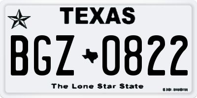 TX license plate BGZ0822