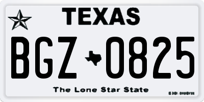TX license plate BGZ0825