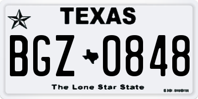 TX license plate BGZ0848
