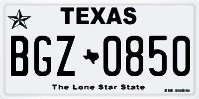 TX license plate BGZ0850