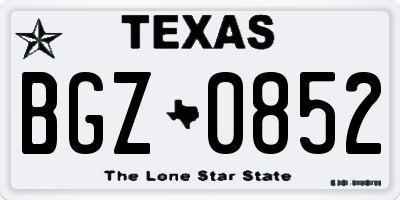 TX license plate BGZ0852
