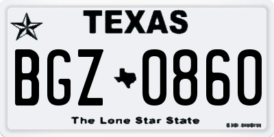 TX license plate BGZ0860