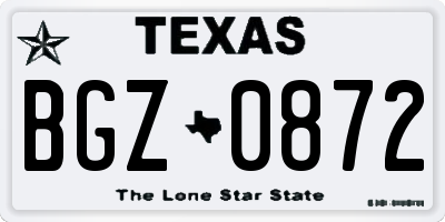 TX license plate BGZ0872