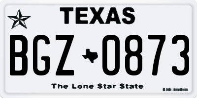 TX license plate BGZ0873