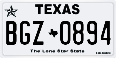 TX license plate BGZ0894