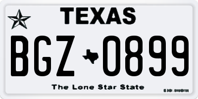 TX license plate BGZ0899