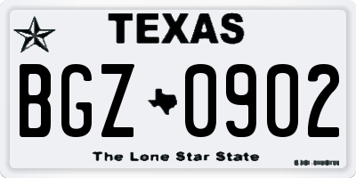 TX license plate BGZ0902