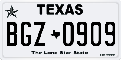 TX license plate BGZ0909