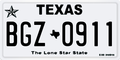 TX license plate BGZ0911
