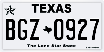 TX license plate BGZ0927