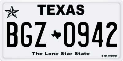 TX license plate BGZ0942