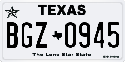 TX license plate BGZ0945